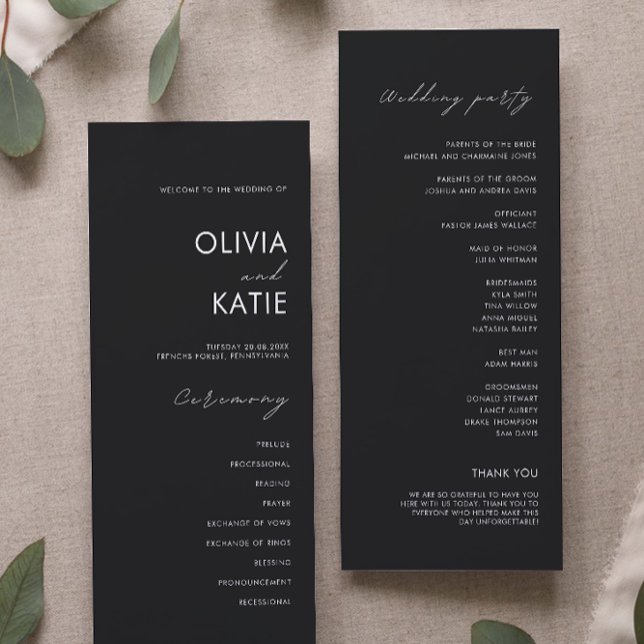Black Wedding Ceremony Program Template (Black Wedding Ceremony Program Template)