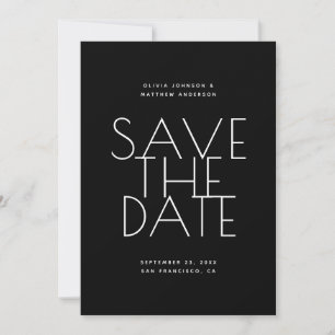 Black Wedding   Clean Typography Photo & QR Code Save The Date
