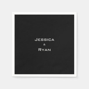 Black Wedding Custom Names Simple Napkin