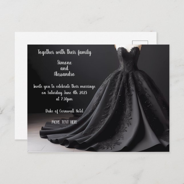 Black Wedding Dress Invitation (Front/Back)