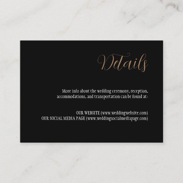 Black Wedding Enclosure Card (Front)