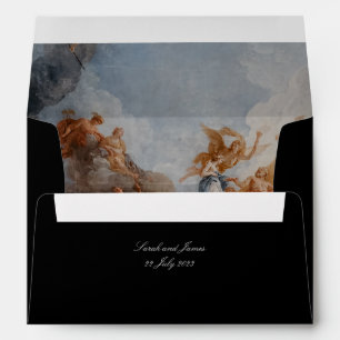 Black Wedding Envelope Vintage Painting Liner