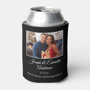 Black Wedding Favor Photo Couple Photo, Names Can Cooler
