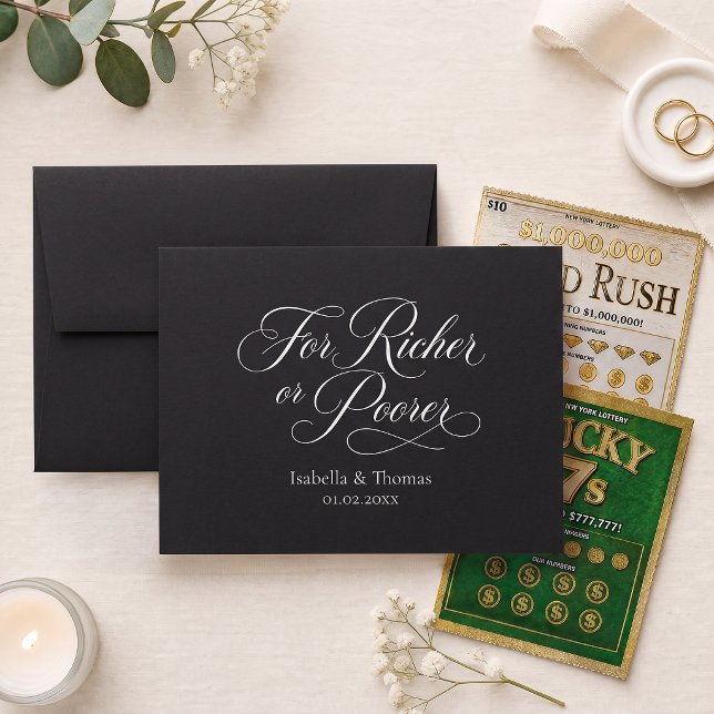 Black Wedding Favour Envelope For Richer or Poorer (Creator Uploaded)