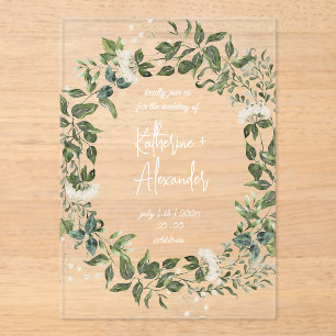 Black wedding floral Lily Invitation classics