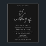 Black Wedding Invitation Flyer<br><div class="desc">This card features a handwritten font and modern minimalist design. Easily change the colours and edit *most* wording to meet the needs of your occasion. This invite is perfect for your contemporary,  industrial,  or bohemian wedding celebration.</div>