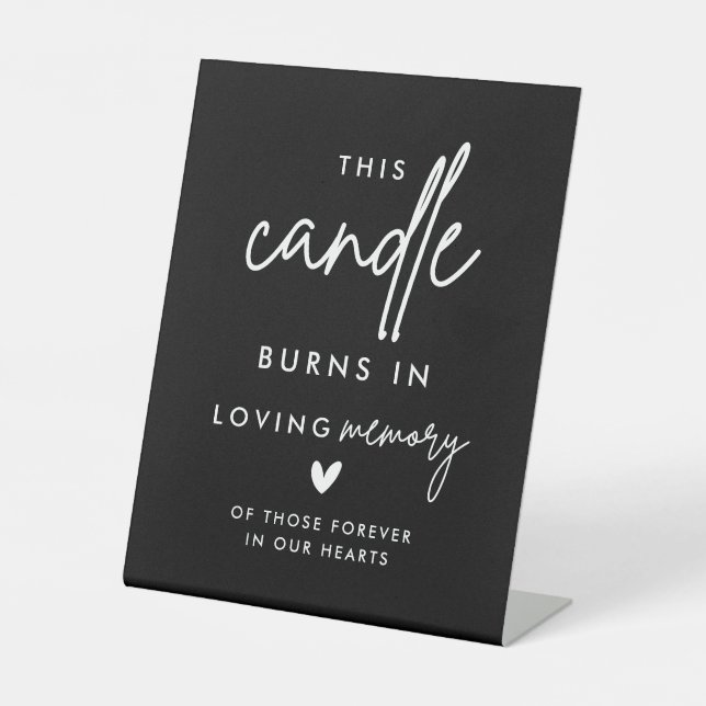 Black Wedding Memorial Candle Burns Sign (Front)