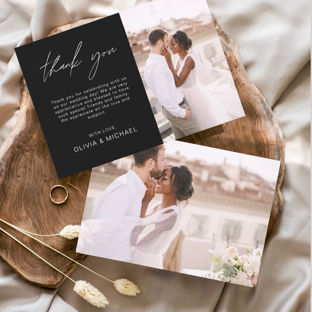 Black Wedding Minimalist Thank You Cards (Creator Uploaded)