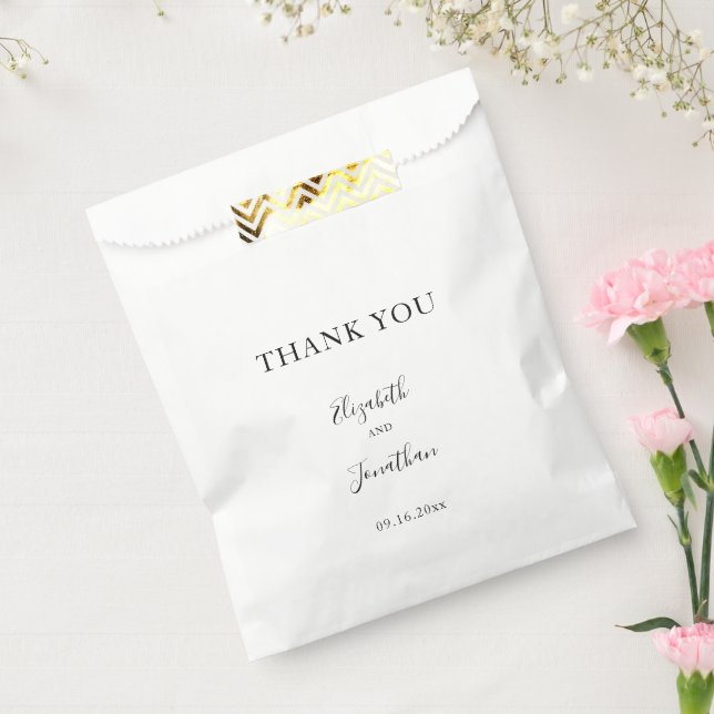 Black Wedding Modern Chic Script Minimalist Simple Favour Bags (Sealed)