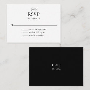 Black Wedding Modern RSVP Minimalist Simple Enclosure Card