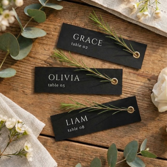 Black Wedding Name Tag Table Place Cards (Creator Uploaded)