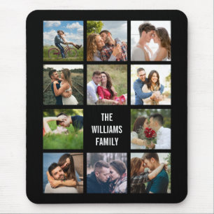 Black Wedding Photo Collage Mouse Pad