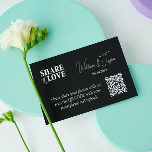 Black Wedding Photo Sharing With QR Code  Enclosure Card