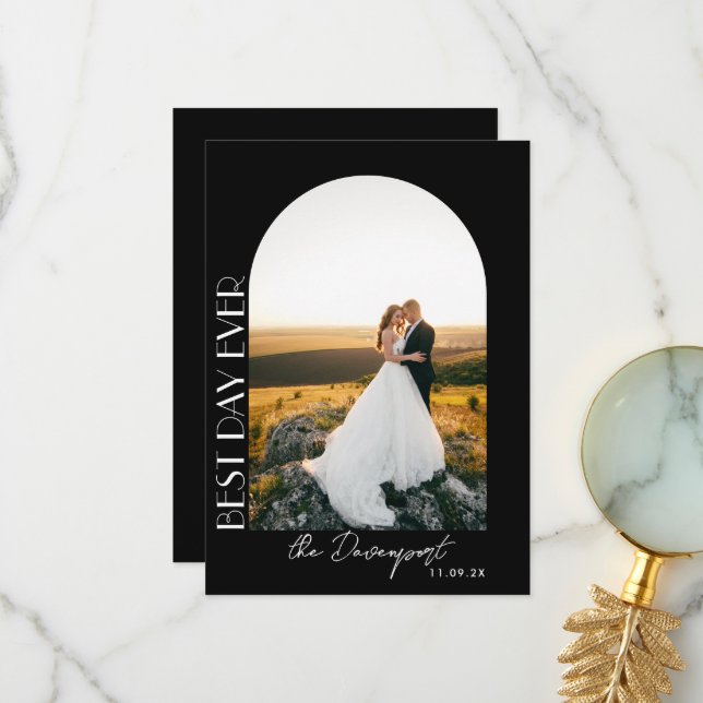 Black Wedding Photo Thank you (Front/Back In Situ)