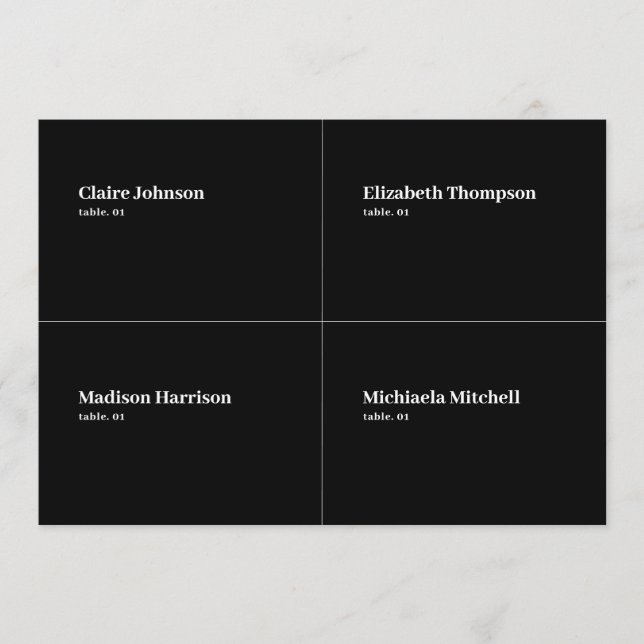 Black Wedding Place Card DIY (Front)