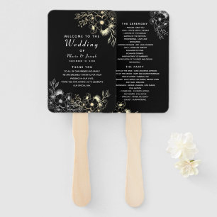 Black Wedding Program Hand Fan
