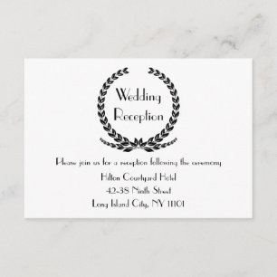 Black Wedding Reception Laurel Leaves Wreath Enclosure Card