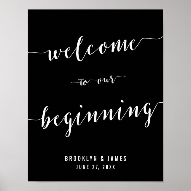 Black Wedding Reception Sign Print 11x14 (Front)