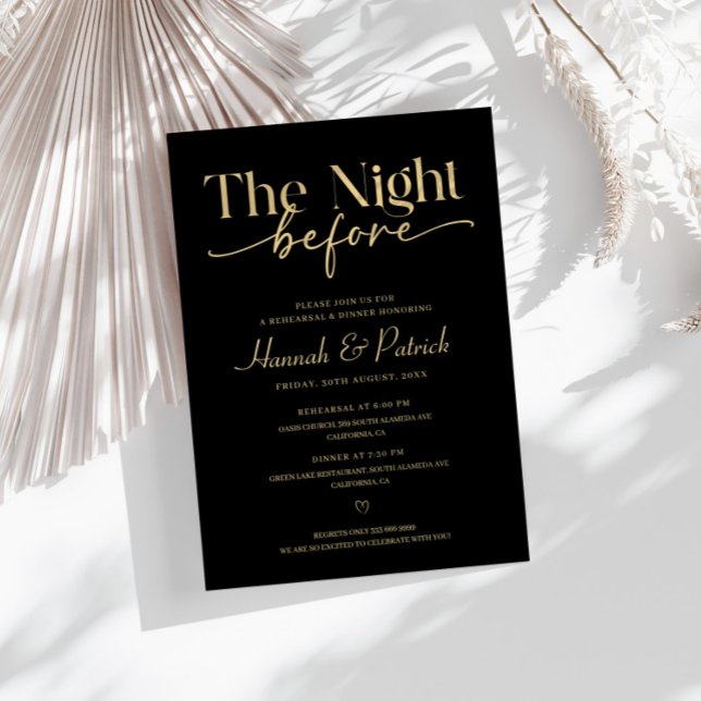 Black Wedding Rehearsal Dinner Invitation (Creator Uploaded)