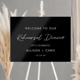 Black Wedding Rehearsal Dinner Welcome Acrylic Sign