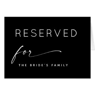 Black Wedding Reserved Sign   Seating Reservation