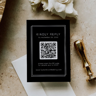 Black Wedding RSVP Card with QR Code / AVERY