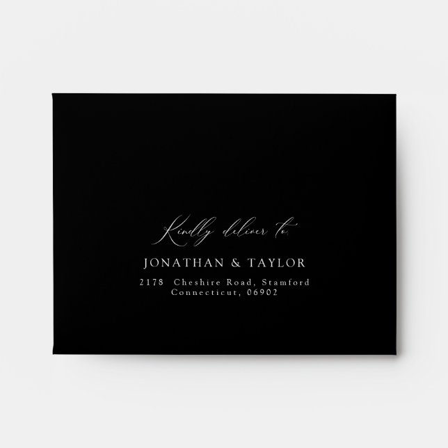 Black Wedding RSVP  Envelope (Front)