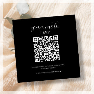 Black | Wedding RSVP QR Code Enclosure Card