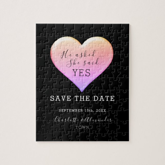 Black Wedding Save The Date Jigsaw Puzzle (Vertical)