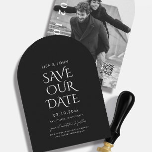 Black Wedding Save the Date Photo Arch Invitation