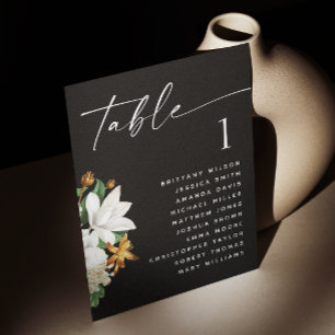 Black Wedding Seating Chart Botanical Florals Invitation