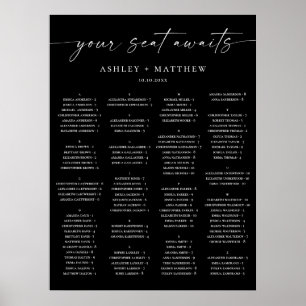 Black Wedding Seating Chart   Elegant Alphabetical