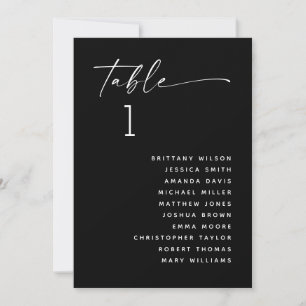 Black Wedding Seating Chart   Modern Evening Invitation