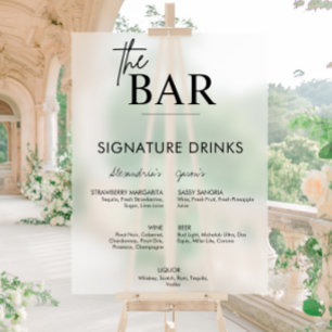 Black Wedding Signature Drinks Bar Menu Frosted Acrylic Sign