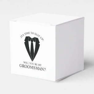 Black Wedding Suit and Tie Groomsman Proposal Favour Box