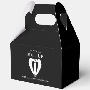 Black Wedding Suit and Tie Groomsman Proposal Favour Box