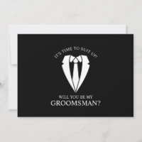 Black Wedding Suit and Tie Groomsman Proposal