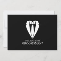Black Wedding Suit and Tie Groomsman Proposal