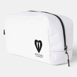 Black Wedding Suit and Tie Personalised Groomsmen Dopp Kit