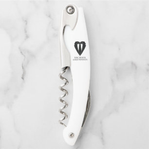 Black Wedding Suit and Tie Personalized Groomsmen Corkscrew