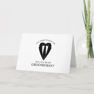 Black Wedding Suit Personalised Groomsman Proposal Invitation