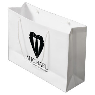 Black Wedding Suit Personalised Groomsman Proposal Large Gift Bag