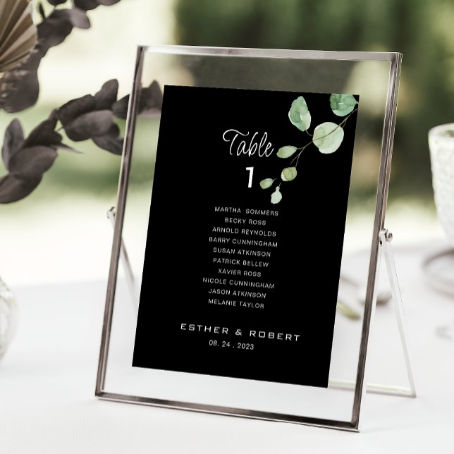 Black Wedding Table Number 1 Seating Chart (Creator Uploaded)