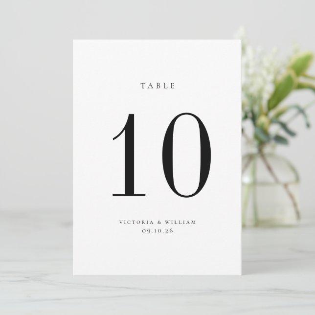 Black Wedding Table Number Card (Standing Front)