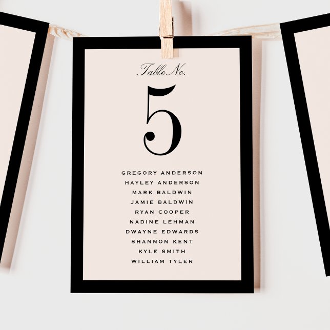 Black Wedding Table Seating Chart Card (Creator Uploaded)