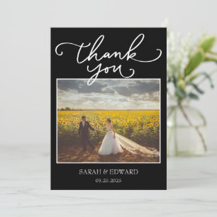 Black Wedding Thank You Card