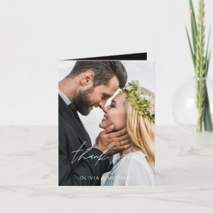 Black Wedding Thank You Handwritten Photo Card