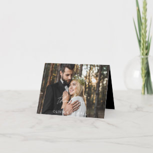 Black Wedding Thank You Handwritten Photo Card
