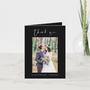Black Wedding Thank You Photo Minimalist Card