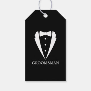 Black Wedding Tuxedo Suit and Bow Tie Groomsmen Gift Tags
